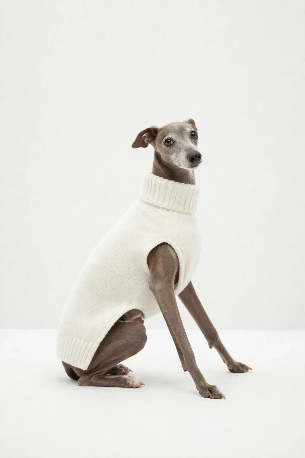 CASHMERE JERSEY DOG SWEATER - ECRU