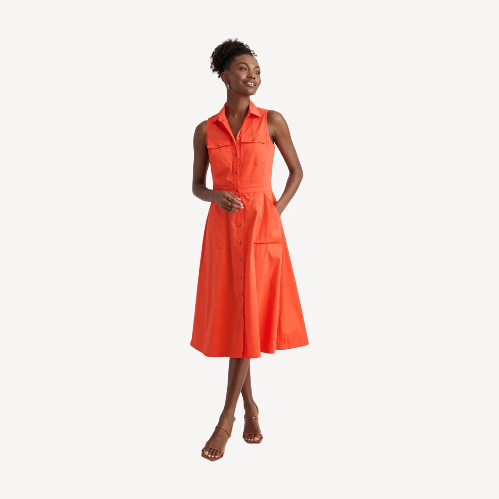 Stretch Cotton Sleeveless Cordelia Shirt Dress