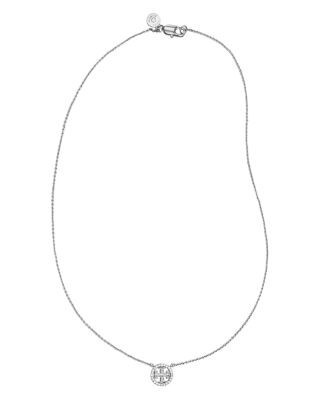 Tory Burch Crystal Circle Logo Necklace, 16