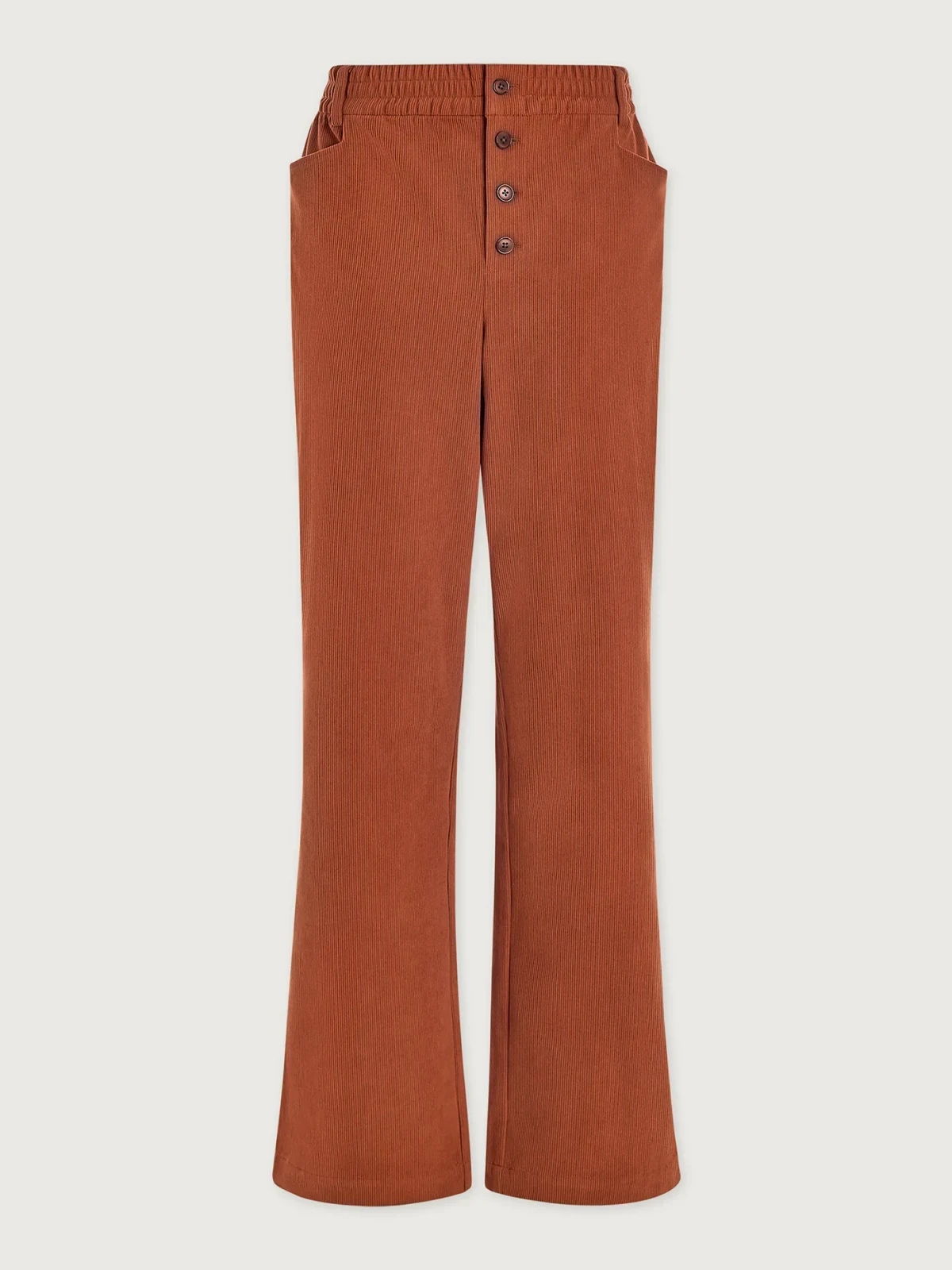 Stretch Needle Cord Straight-Leg Trouser Long