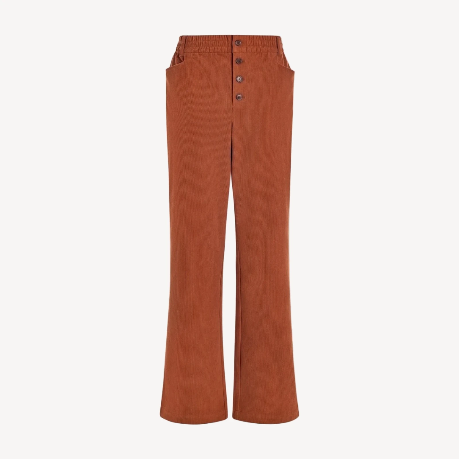 Stretch Needle Cord Straight-Leg Trouser Long