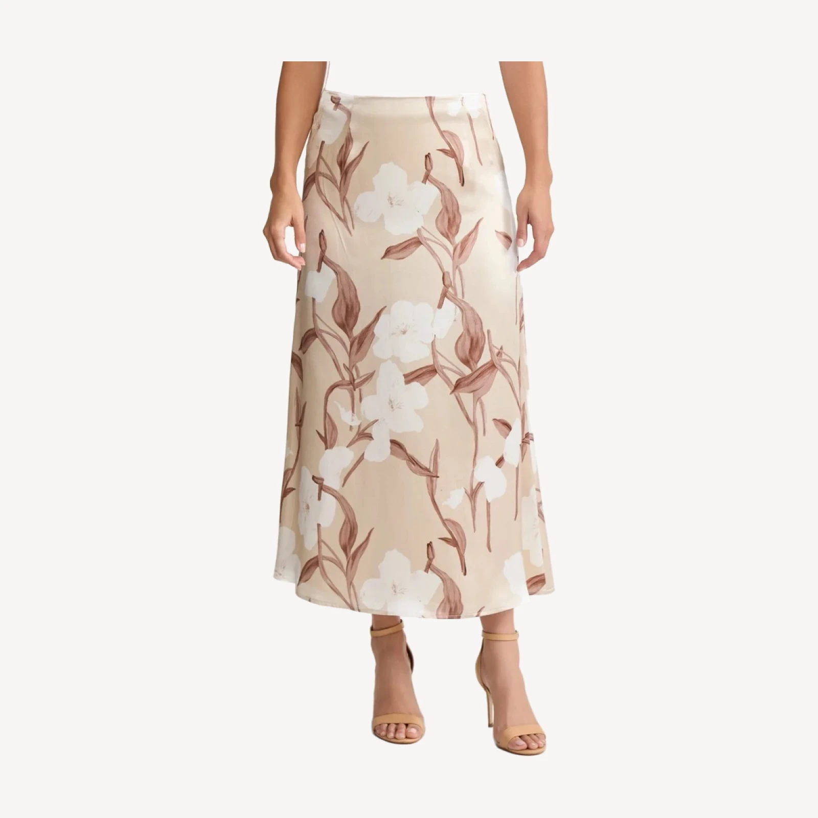Flared Floral Print Silk Maxi Skirt