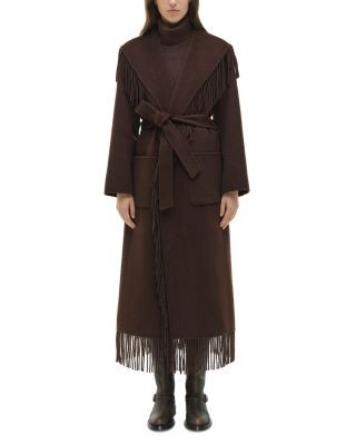 Simkhai Carrie Fringe Trim Belted Coat