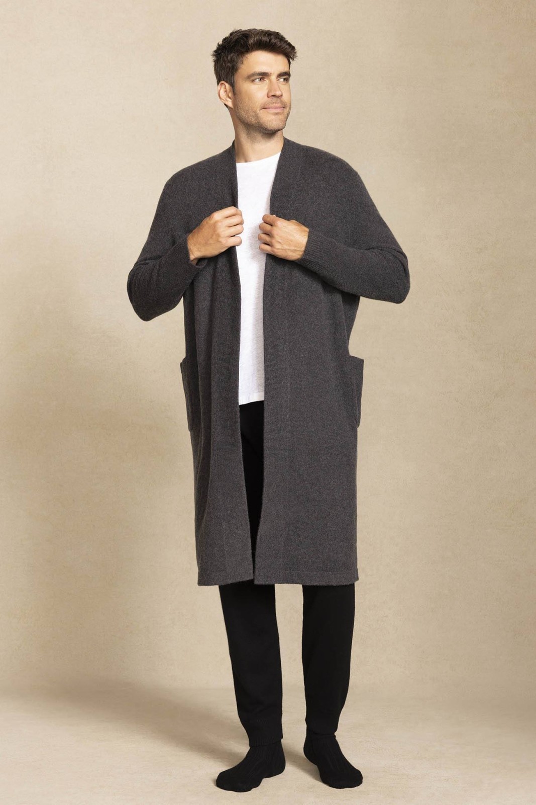 ANGUS CASHMERE ROBE - CHARCOAL