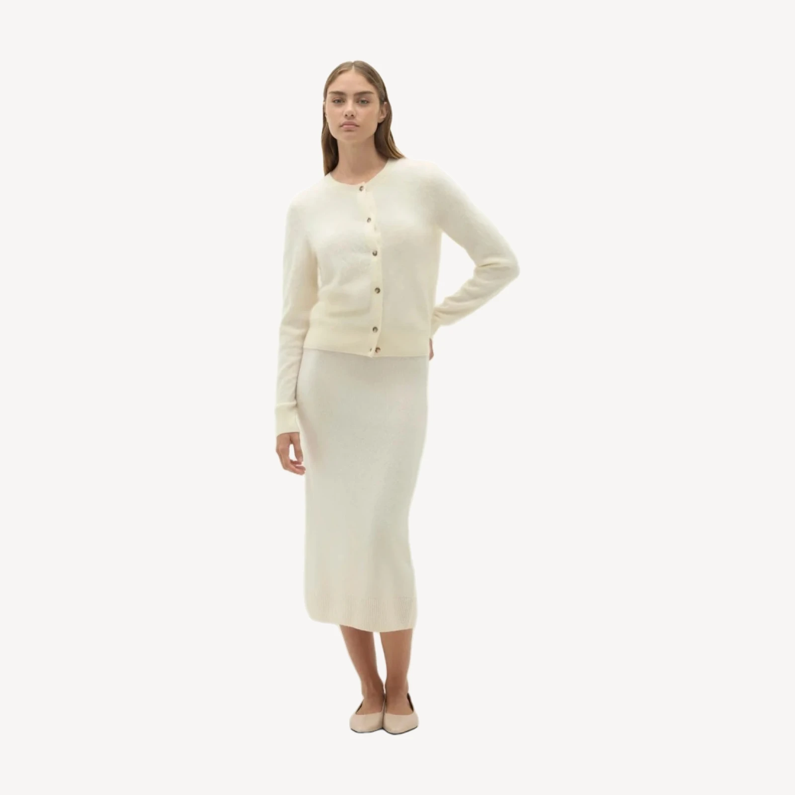 PALOMA BRUSHED CASHMERE CARDIGAN - ECRU