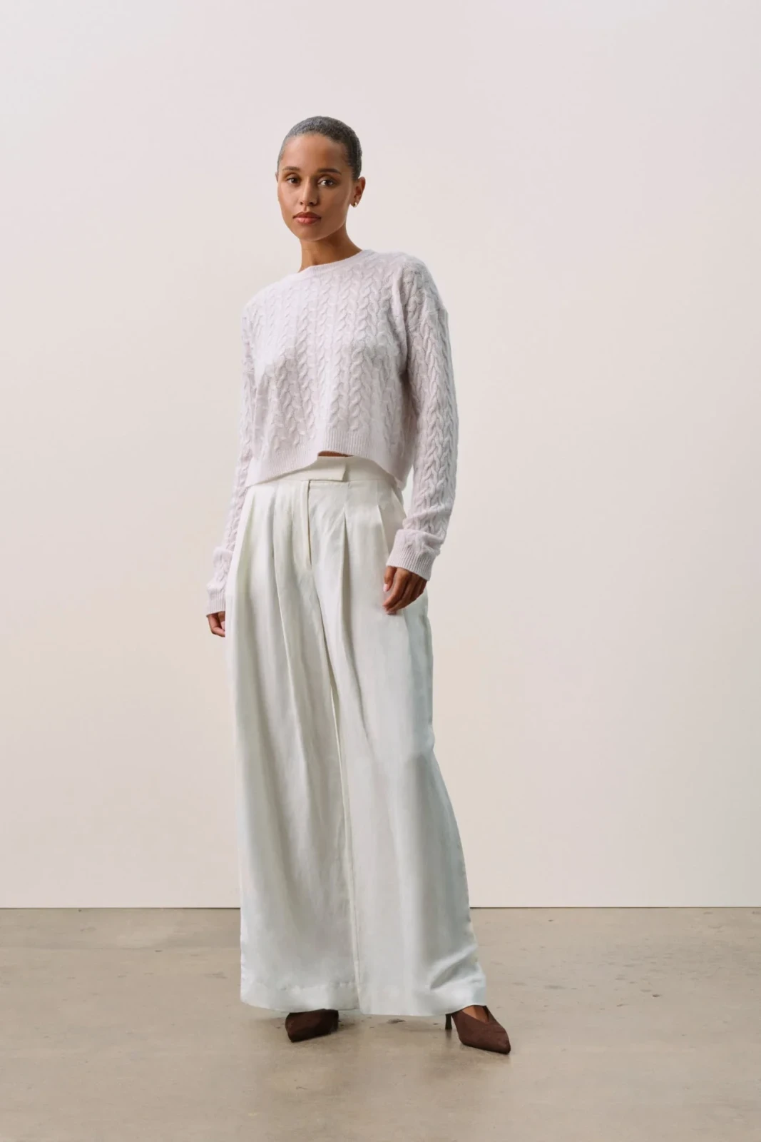 CHRISSY CABLE KNIT SWEATER - MARBLE
