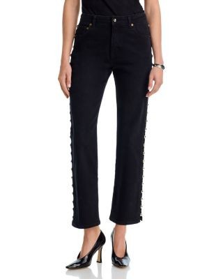 Simkhai Amelia High Rise Studded Split Side Seam Jeans in Topanga