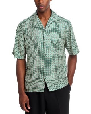 Simkhai Clarke Printed Short Sleeve Silk Camp Shirt