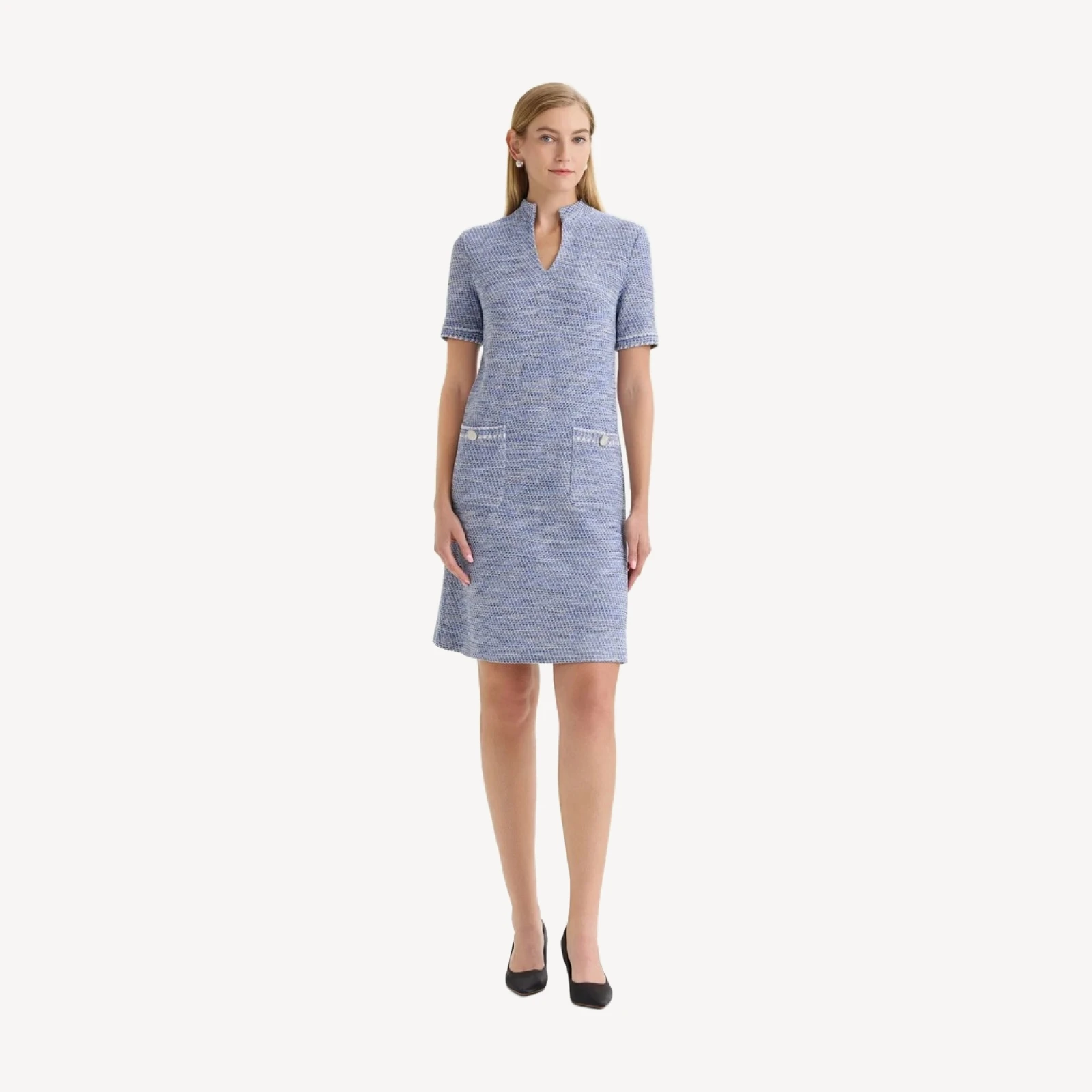 Melange Tweed Knit Shift Dress