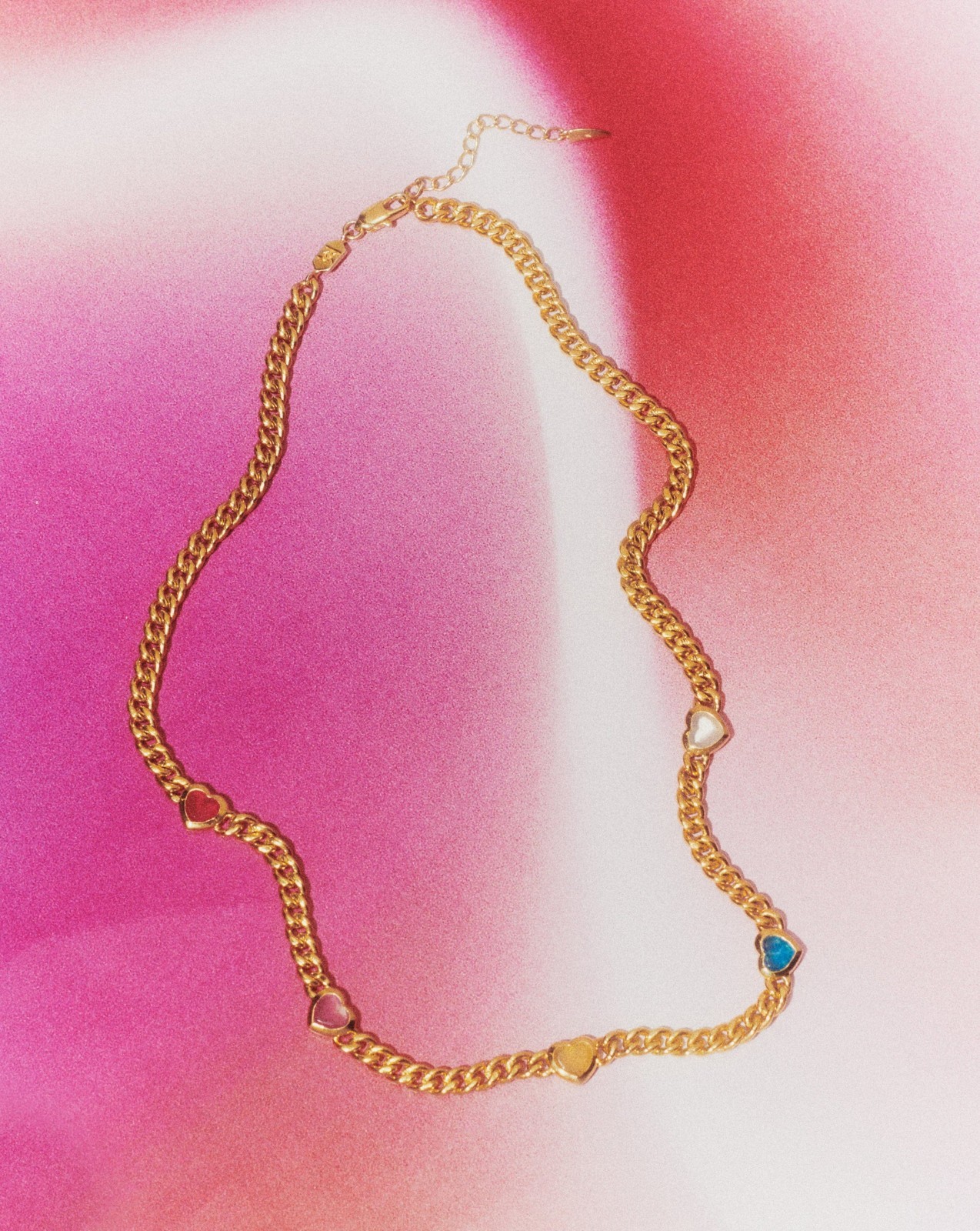 Jelly Heart Gemstone Charm Necklace | 18ct Gold Plated/Multi Quartz, photo 4