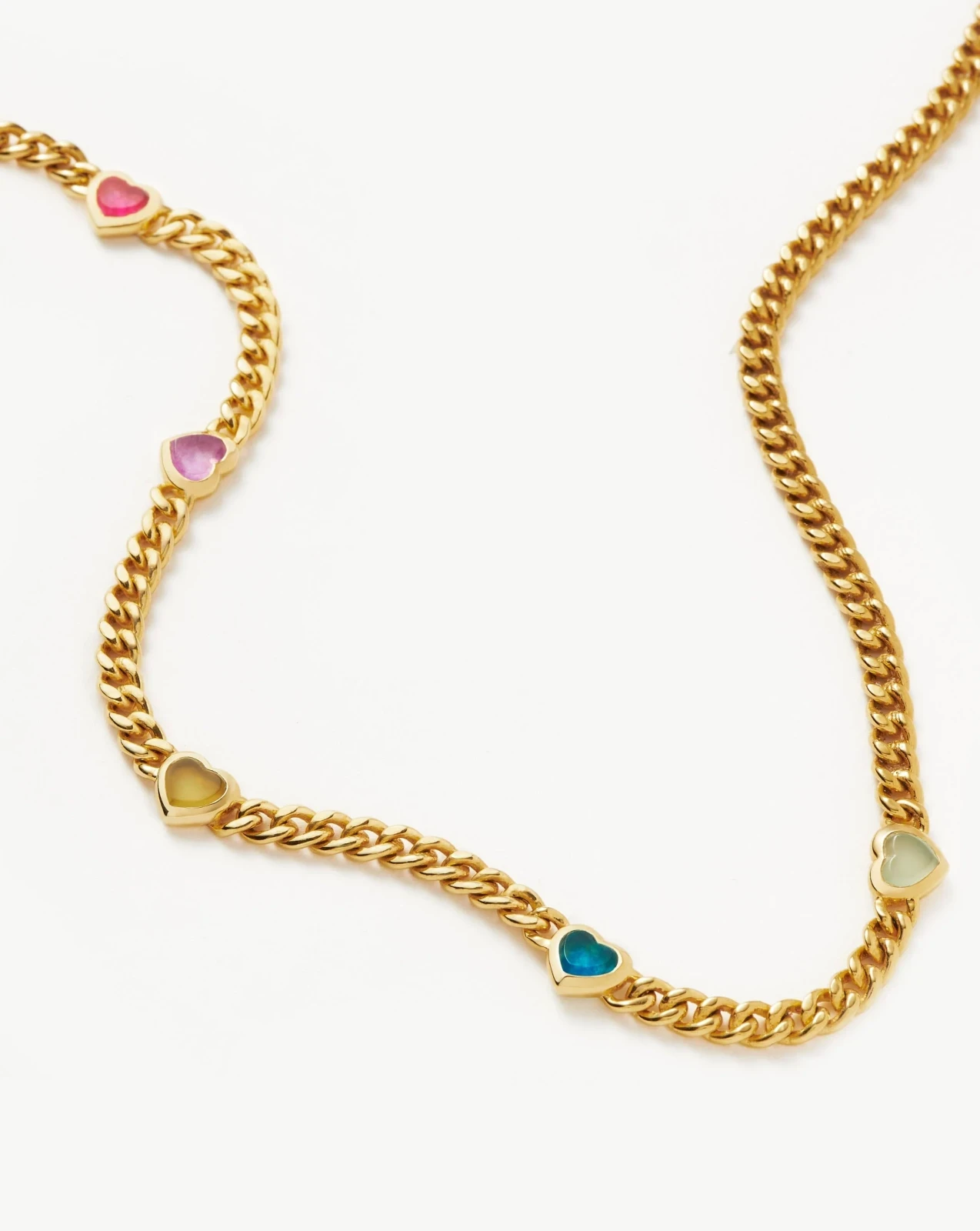 Jelly Heart Gemstone Charm Necklace | 18ct Gold Plated/Multi Quartz, photo 5