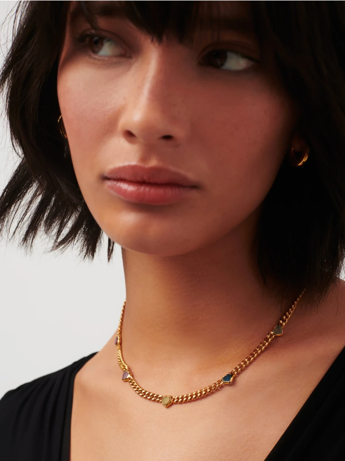 Jelly Heart Gemstone Charm Necklace | 18ct Gold Plated/Multi Quartz, photo 6