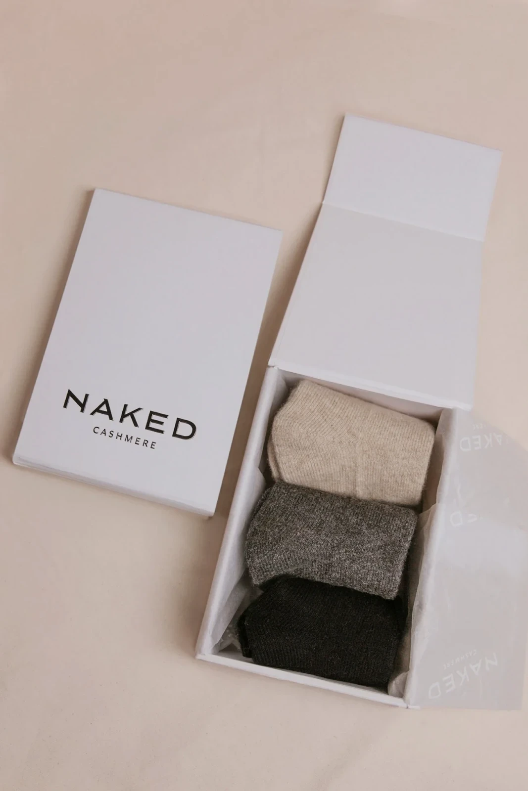 CASHMERE SOCKS GIFT SET - BLACK, CHARCOAL, FLAX