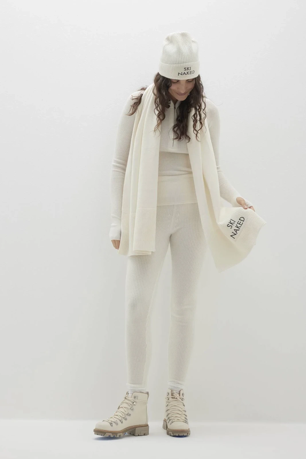 SKI NAKED CASHMERE SCARF - ECRU