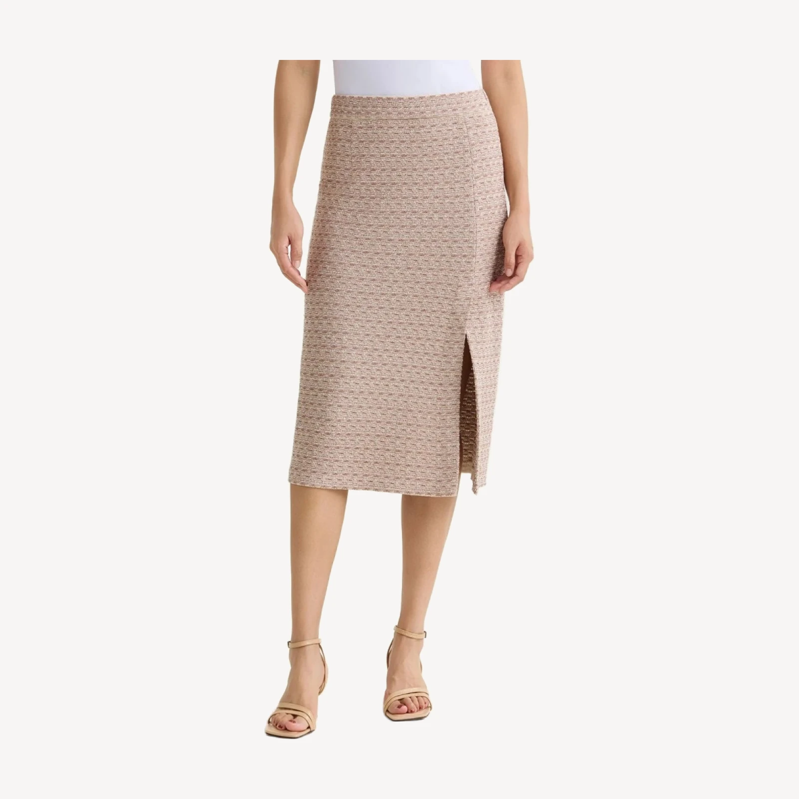 Tonal Tweed Straight Knit Skirt