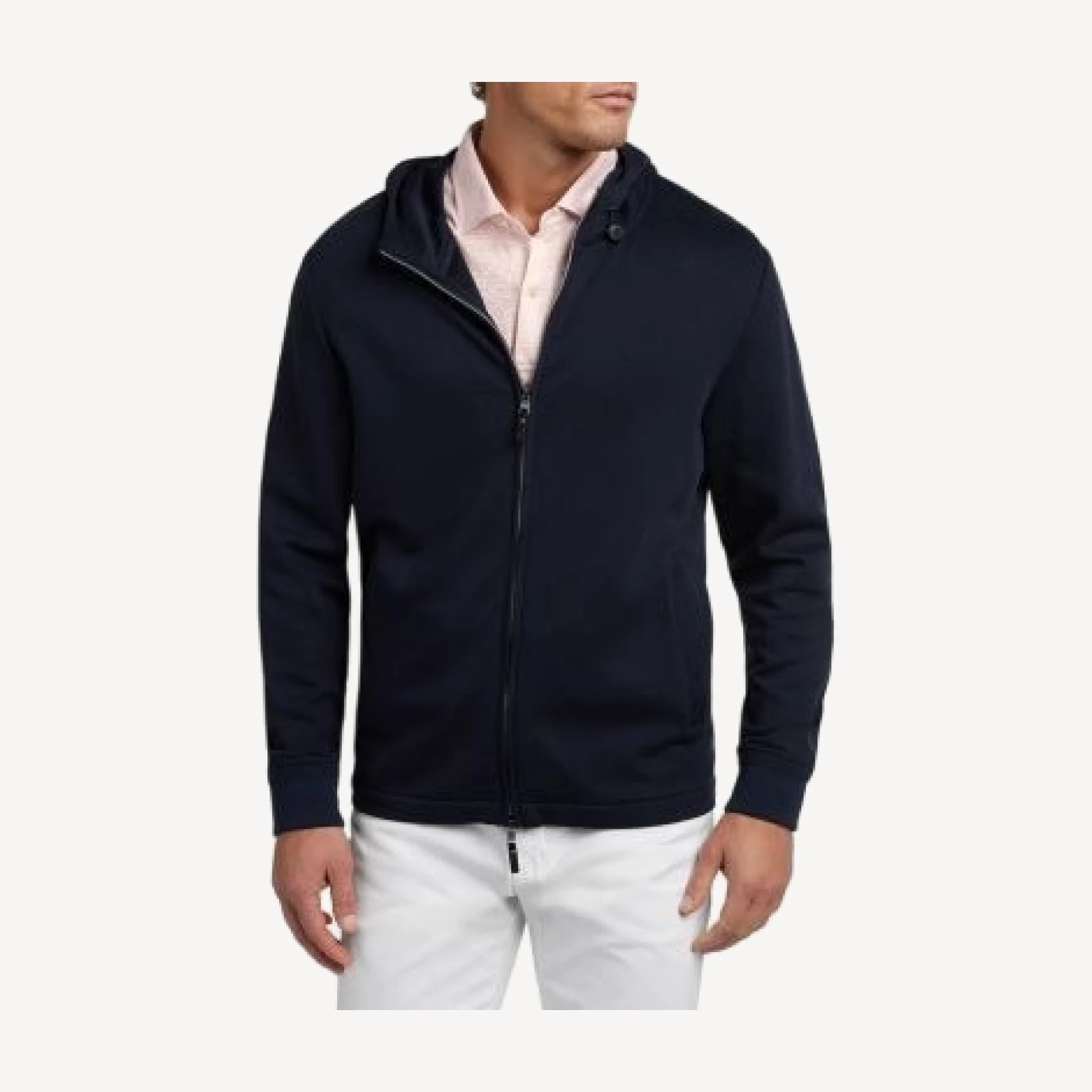 David Donahue Journey Cotton & Silk Blend Zip Hoodie