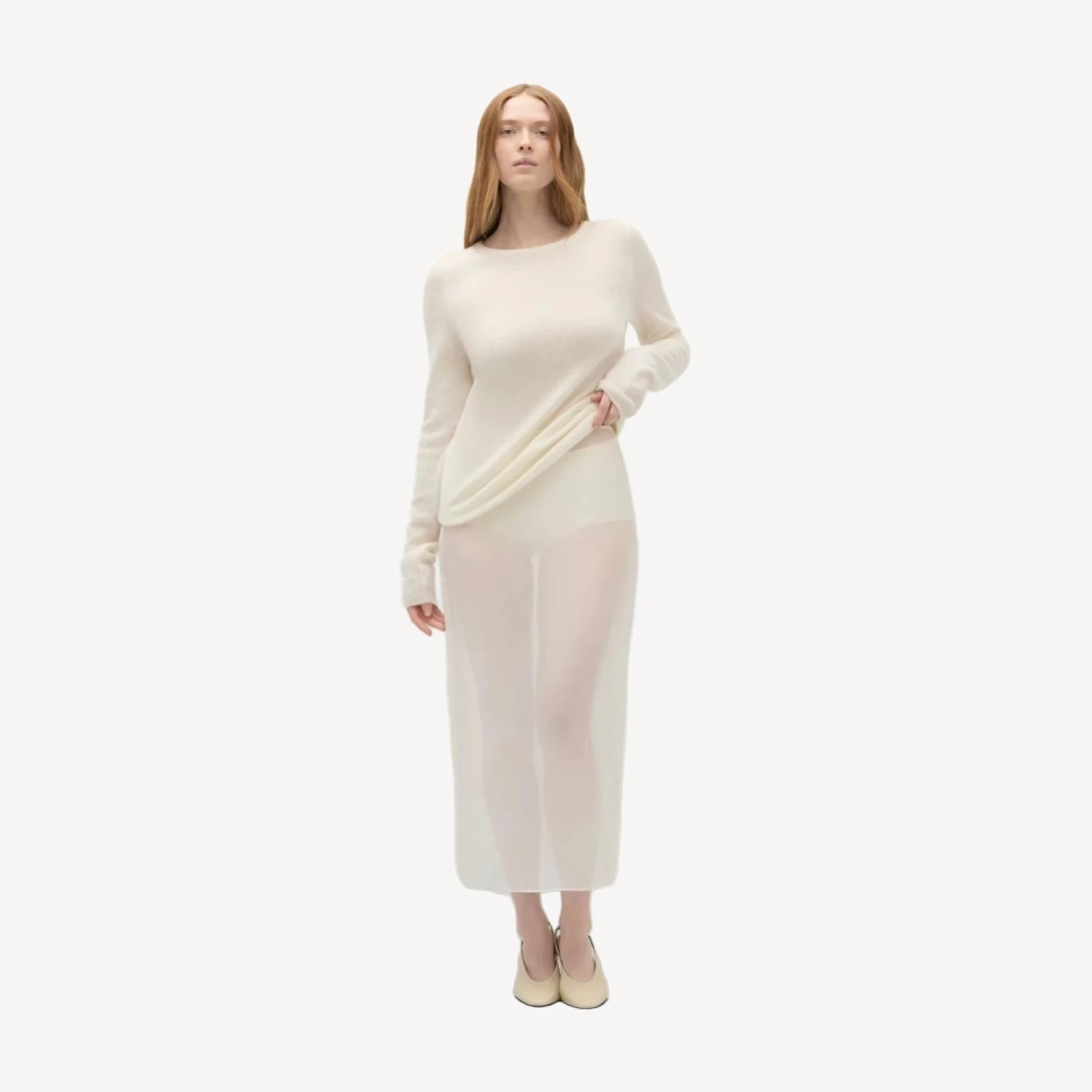 ADDY CREWNECK CASHMERE SWEATER - ECRU