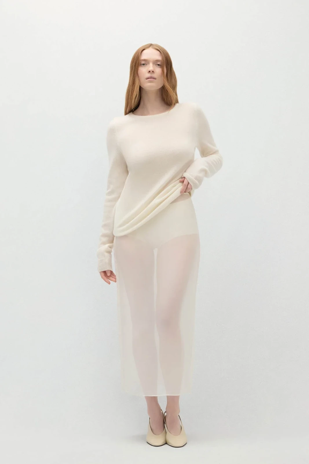 ADDY CREWNECK CASHMERE SWEATER - ECRU