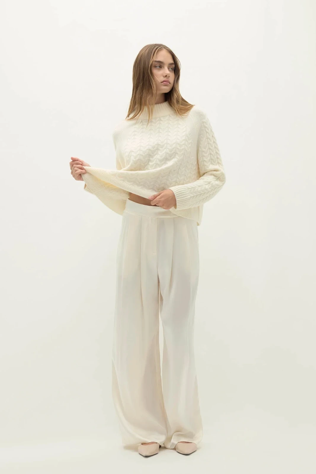 ROSALIE SILK TROUSER - ECRU