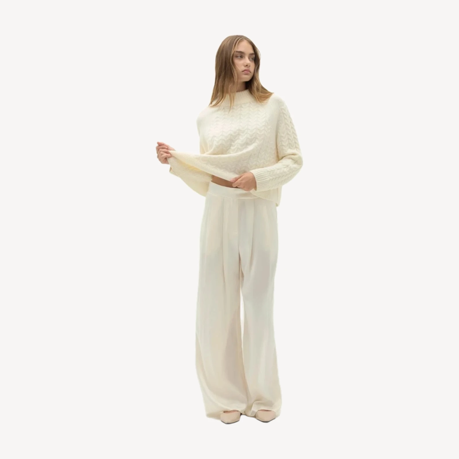 ROSALIE SILK TROUSER - ECRU
