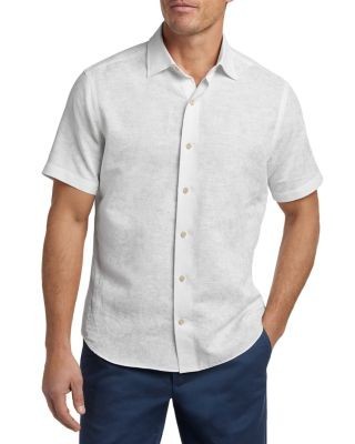 David Donahue Linen Cotton Paisley Short Sleeve Shirt