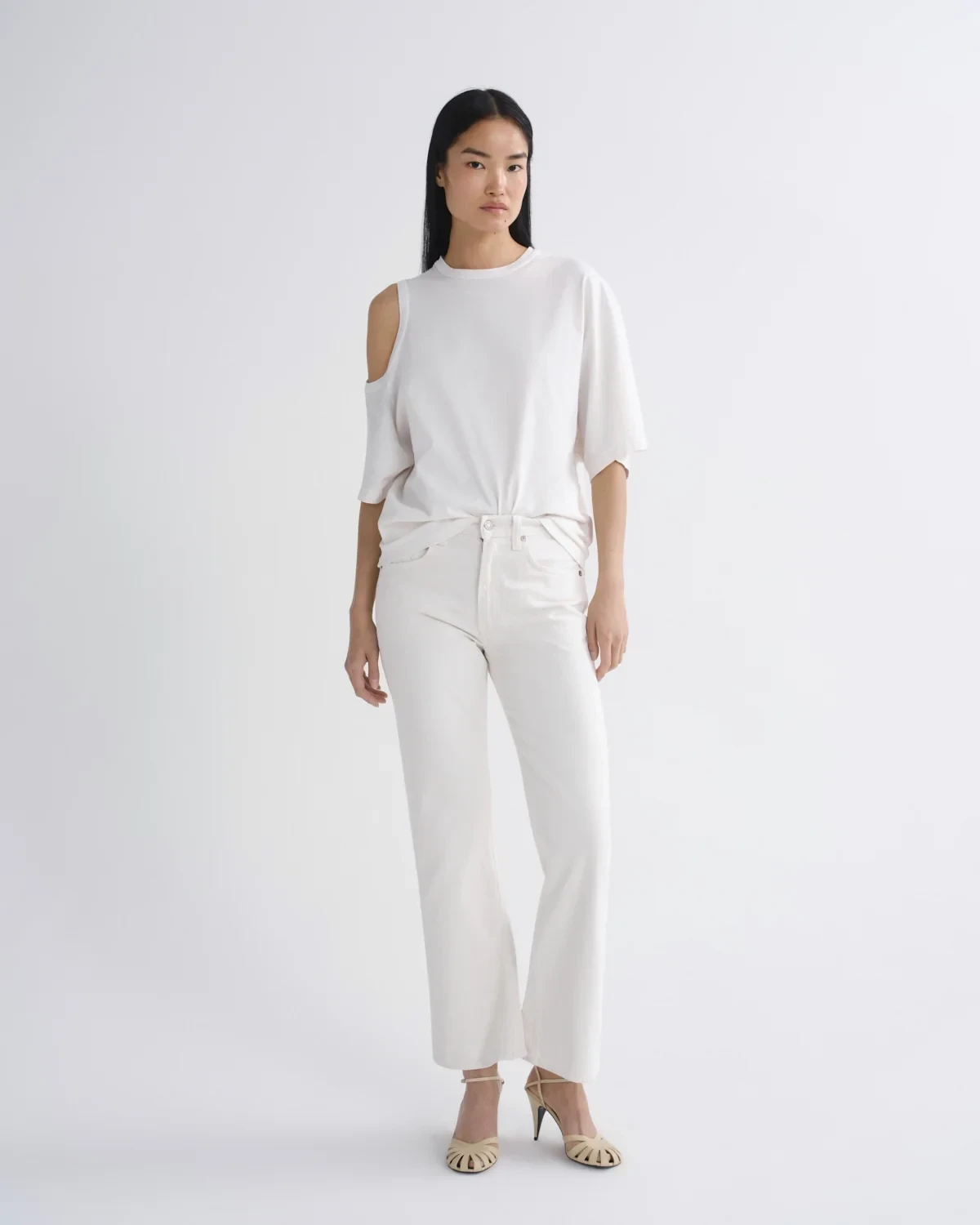 Mid Rise Kick Boot Ankle in Chalk White