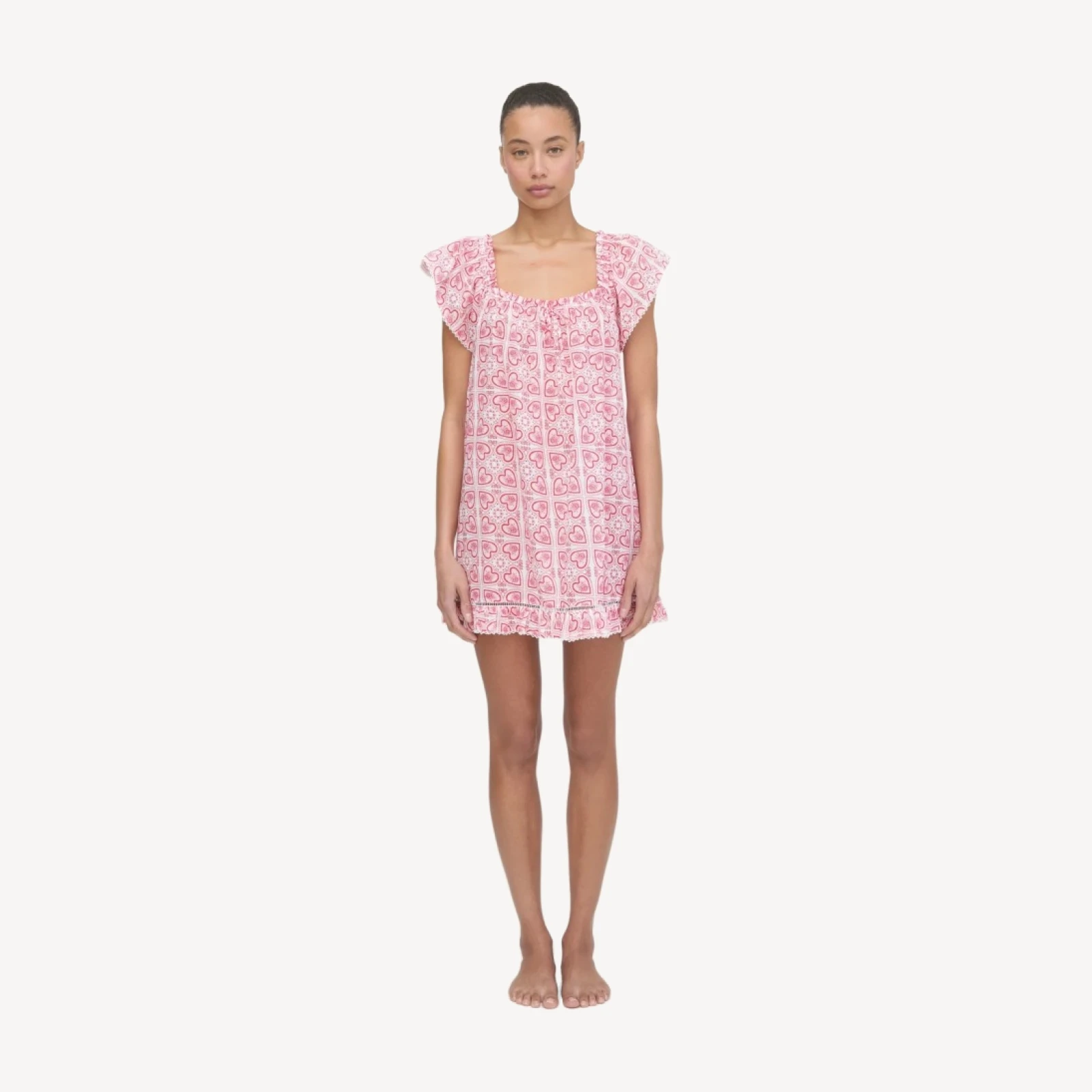 The Lucinda Nightgown - White Patchwork Doily Heart