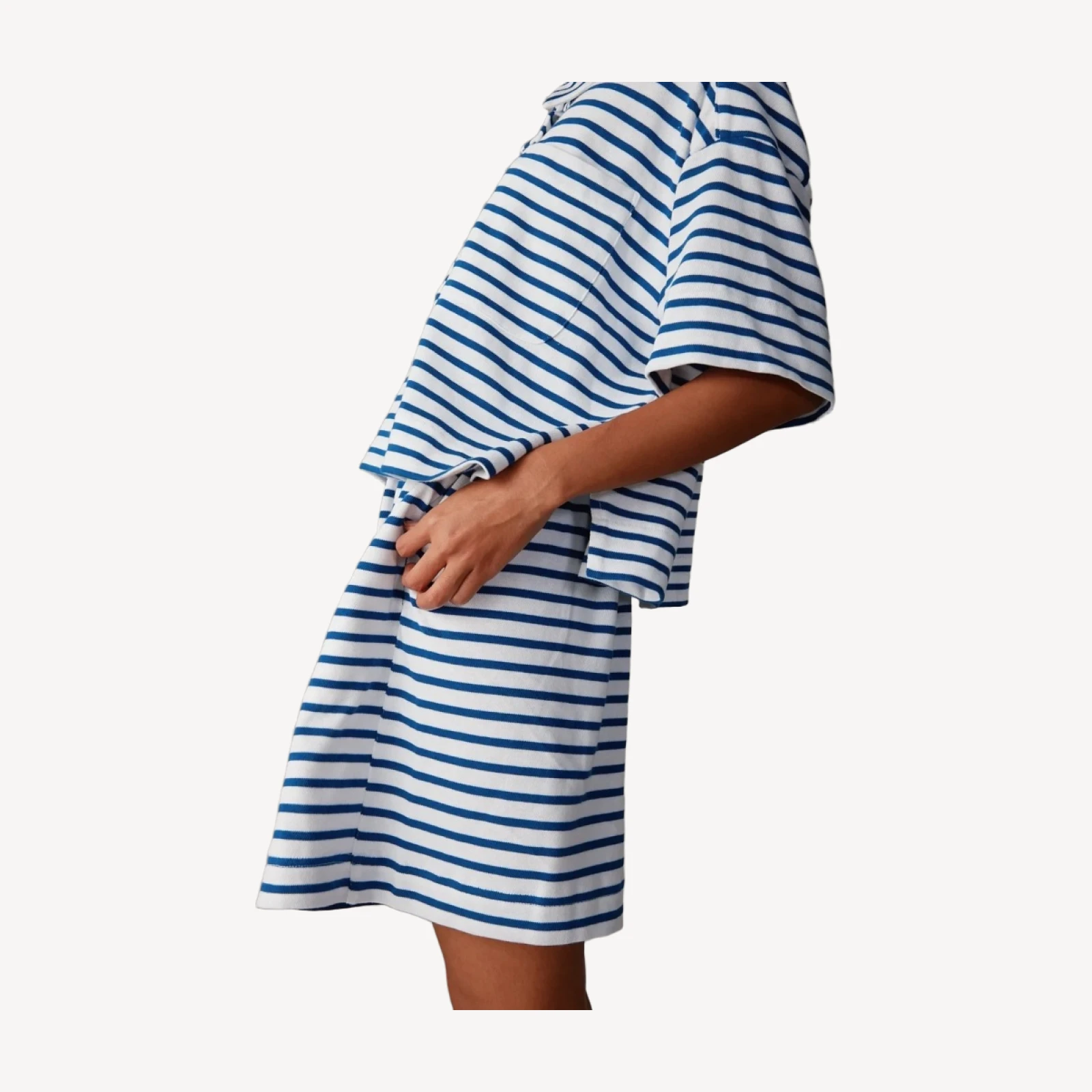 OLIVIA SHORT | BLUE & WHITE STRIPE JERSEY
