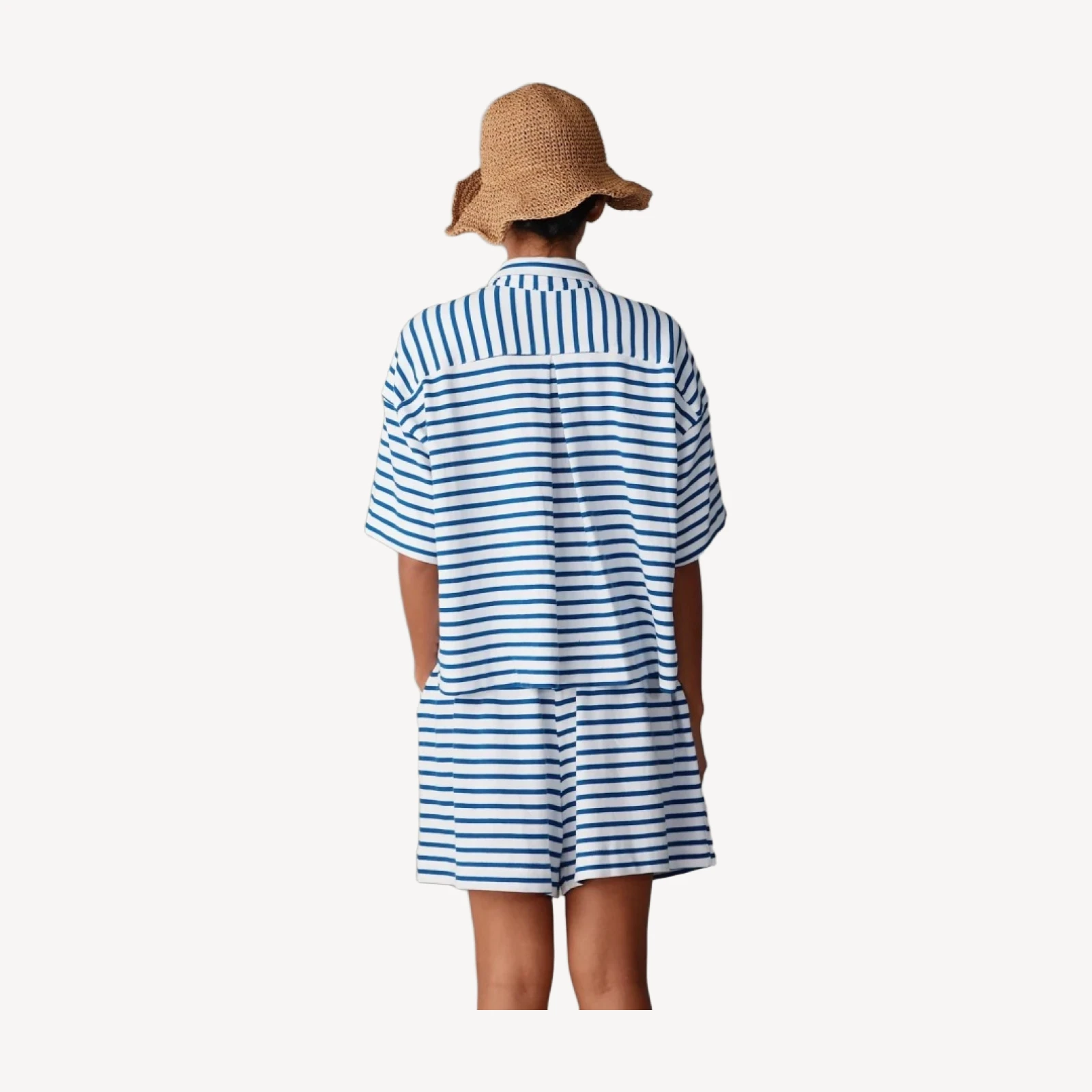 OLIVIA SHORT | BLUE & WHITE STRIPE JERSEY