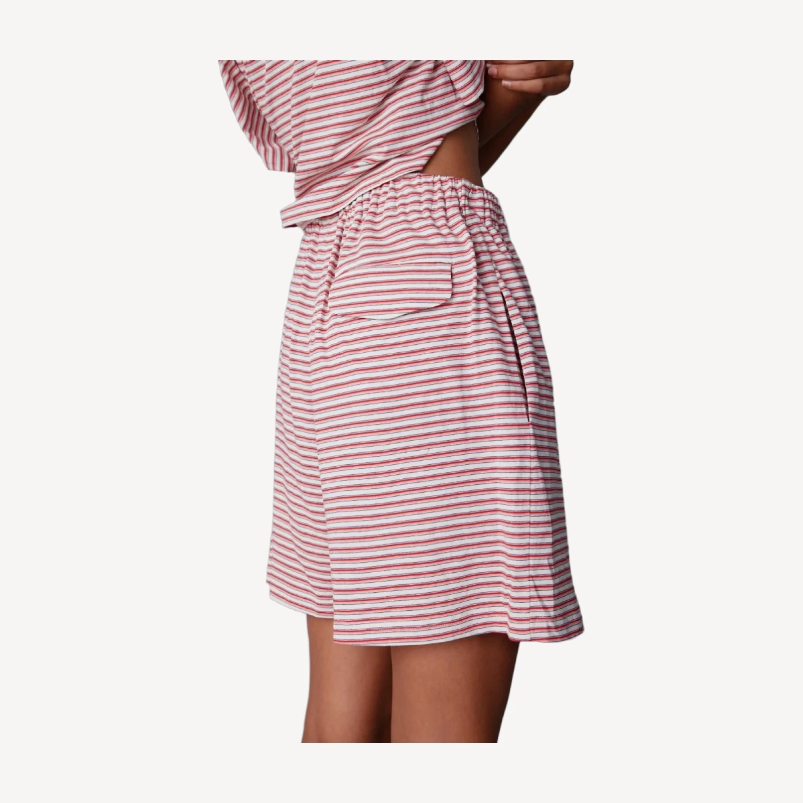 OLIVIA SHORT | PINK FINE STRIPE JERSEY