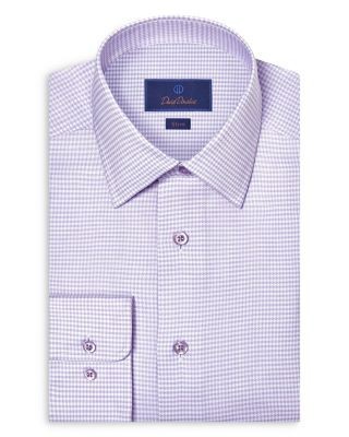 David Donahue Slim Fit Stretch Twill Micro Check Dress Shirt