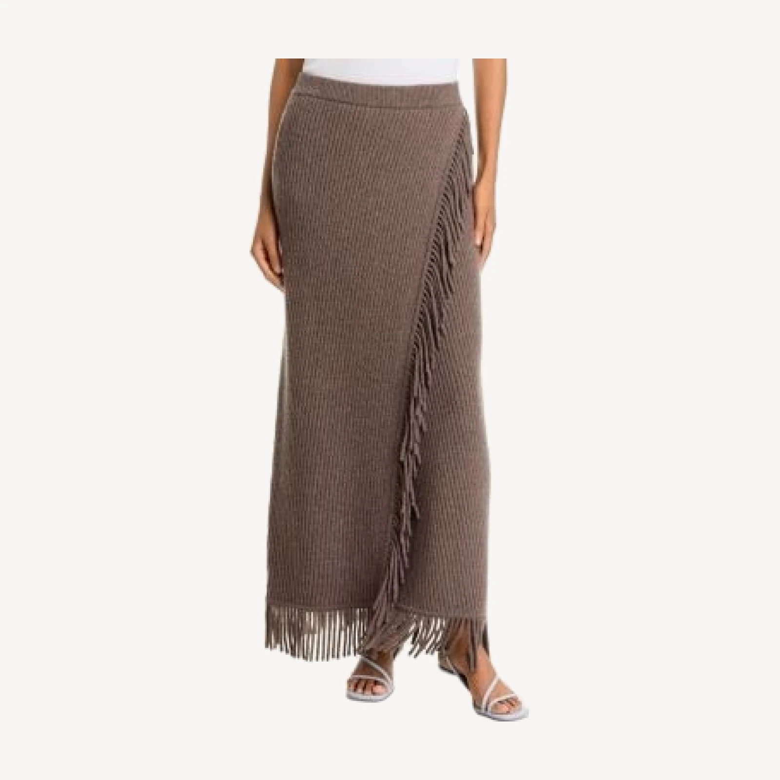 Simkhai Casey Wool and Cashmere Fringe Midi Skirt