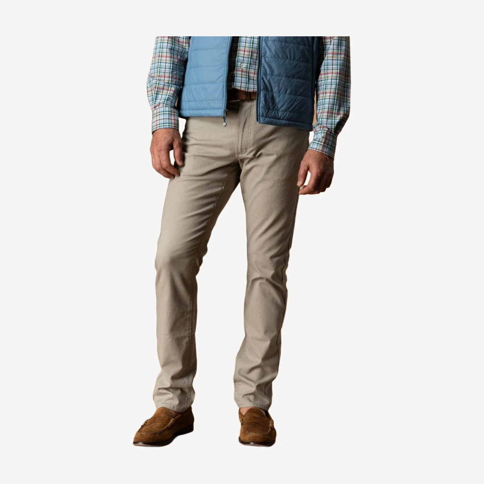Slim Fit Pinpoint Canvas Five-Pocket - Khaki