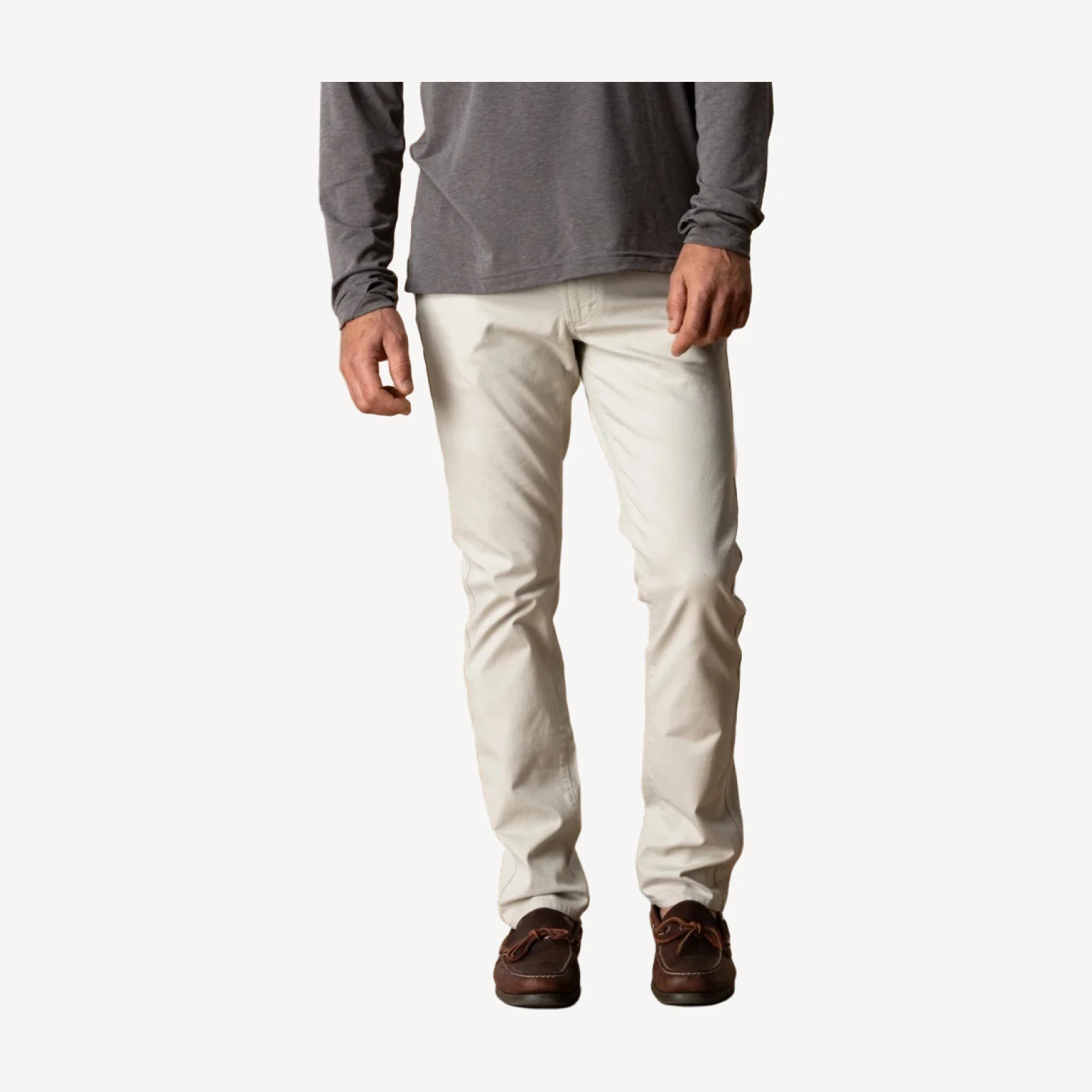 Slim Fit Pinpoint Canvas Five-Pocket - Stone