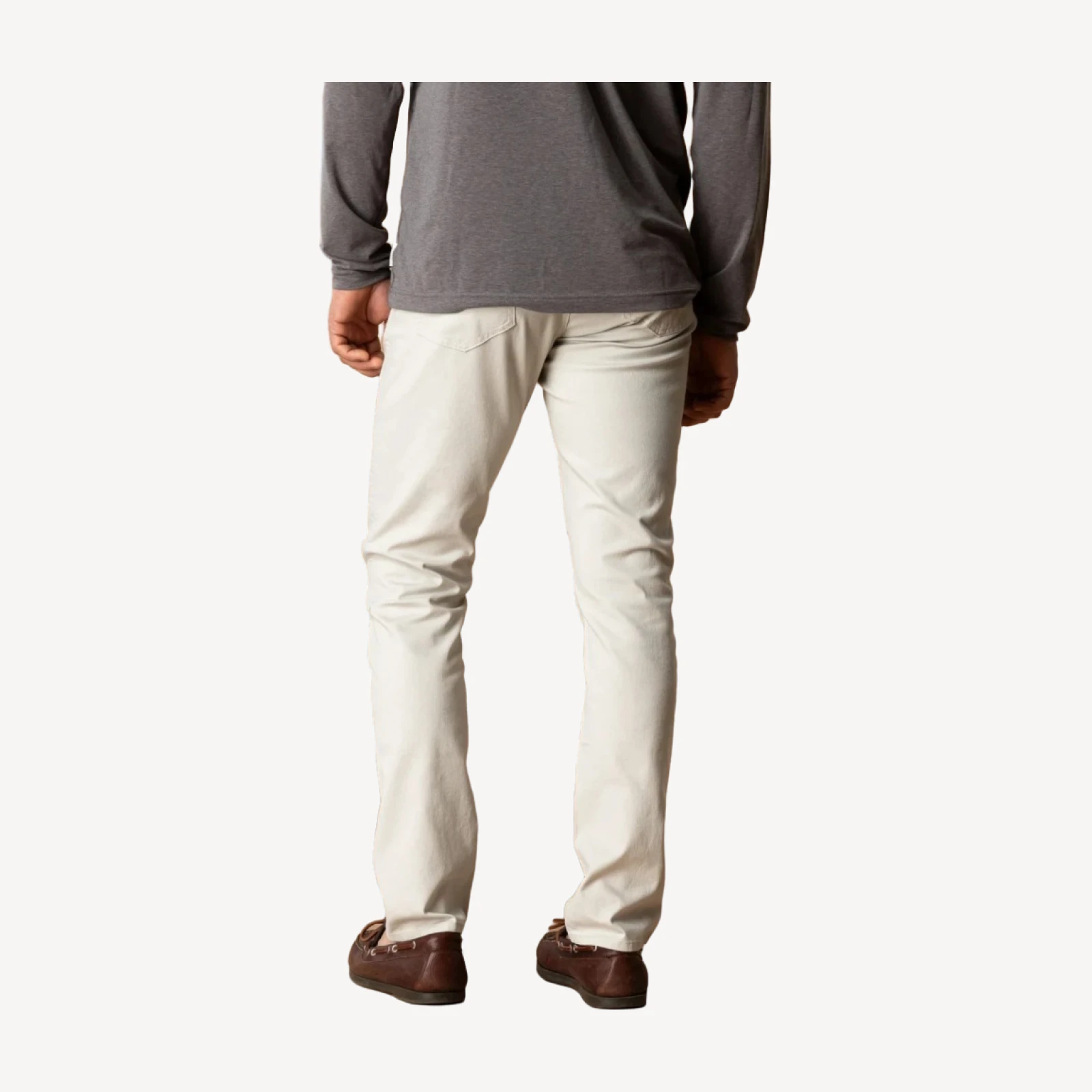 Slim Fit Pinpoint Canvas Five-Pocket - Stone