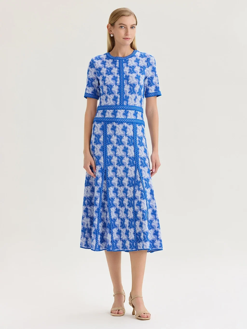 Fit & Flare Intarsia Knit Maxi Dress