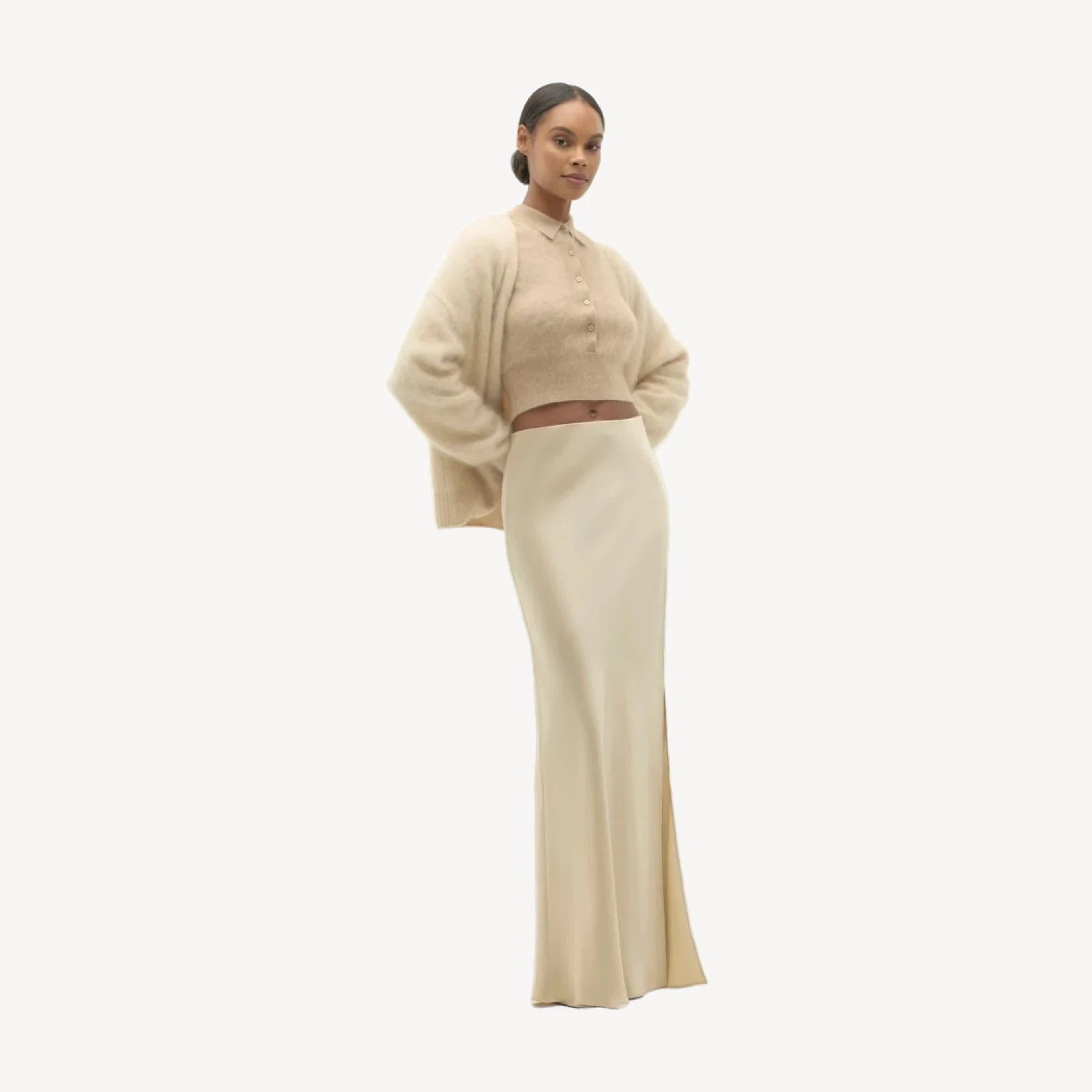 SIREN SILK MAXI SKIRT - BARLEY