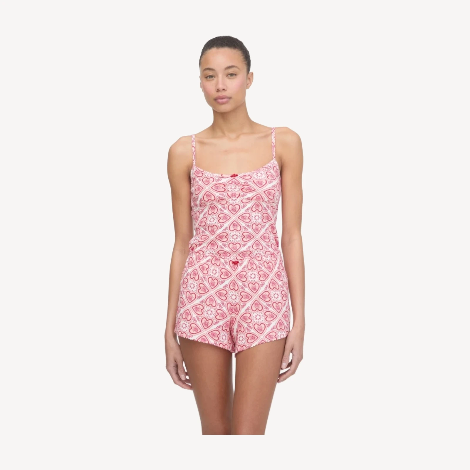 The Sadie Pointelle PJ Set - White Patchwork Doily Heart