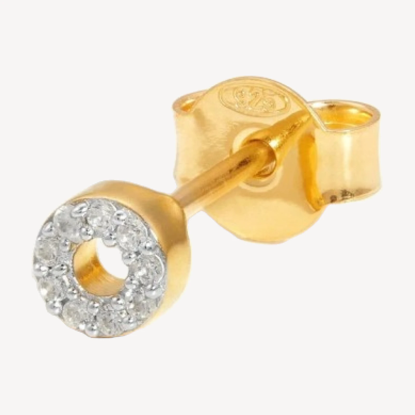 Pave Initial Single Stud Earring - Initial O | 18ct Gold Vermeil/Cubic Zirconia