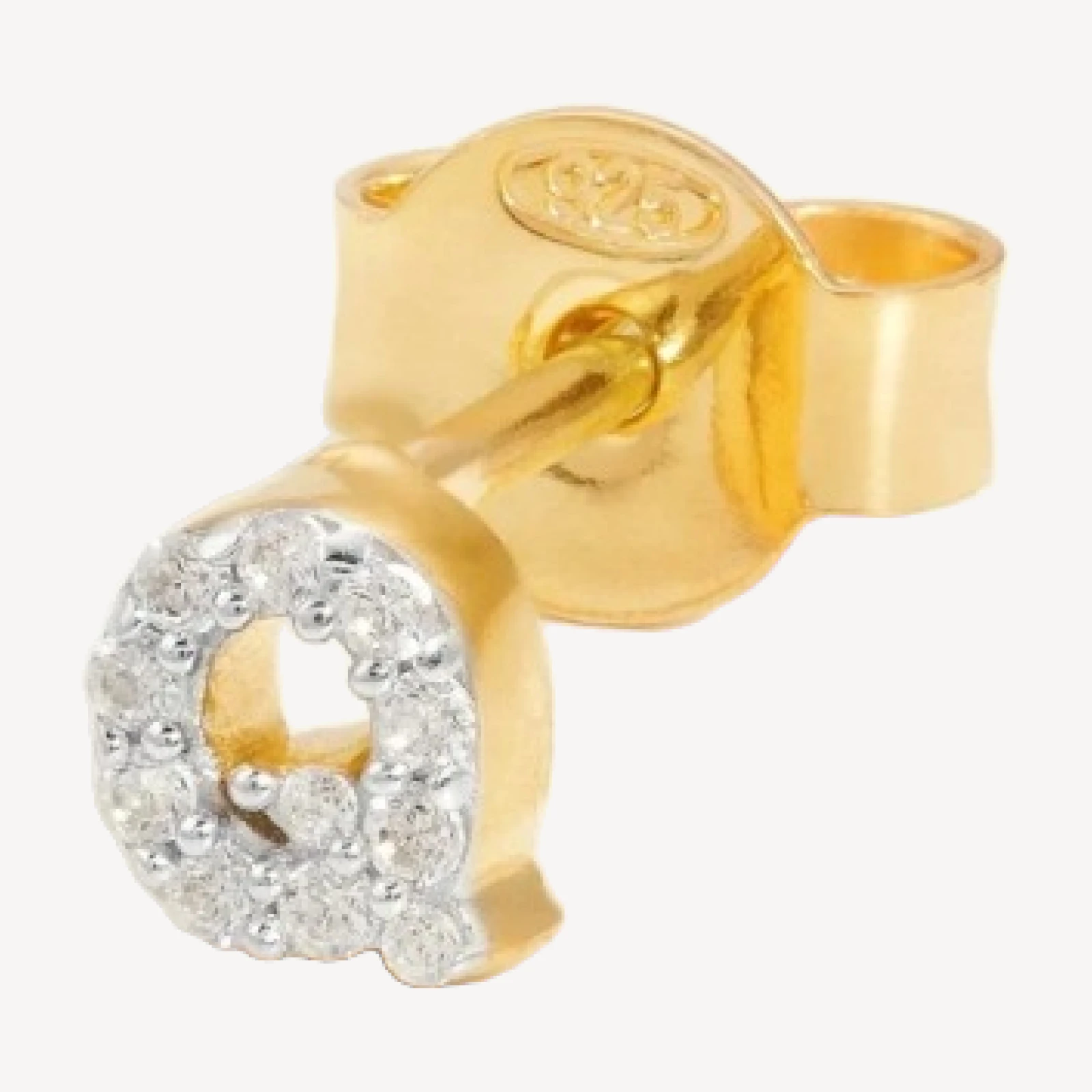 Pave Initial Single Stud Earring - Initial Q | 18ct Gold Vermeil/Cubic Zirconia