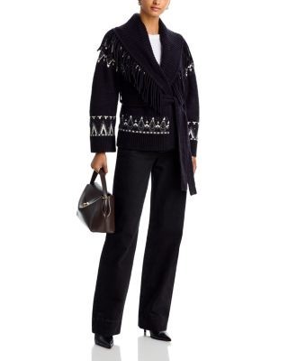 Simkhai Anaise Wool Blend V Neck Fair Isle Cardigan Sweater