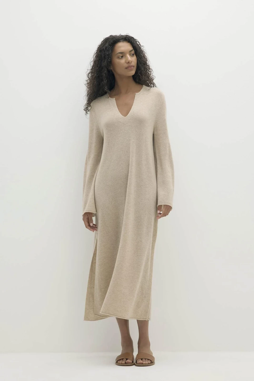 KATERINA CASHMERE KAFTAN - FLAX