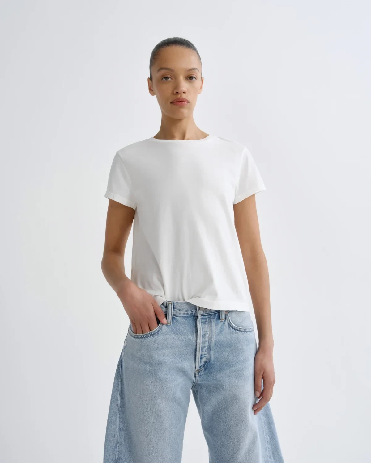 Long Line Adine Tee in White Ash
