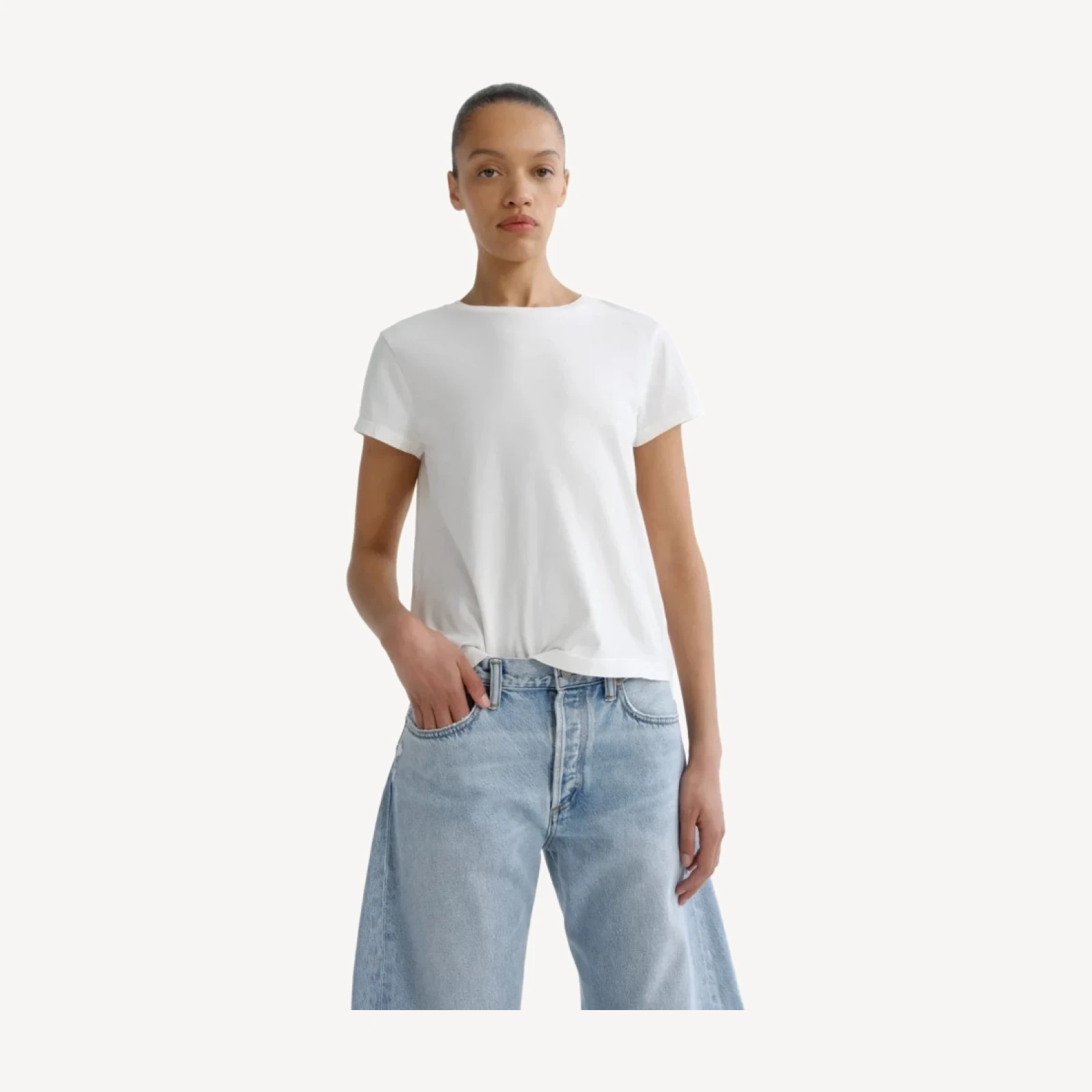 Long Line Adine Tee in White Ash
