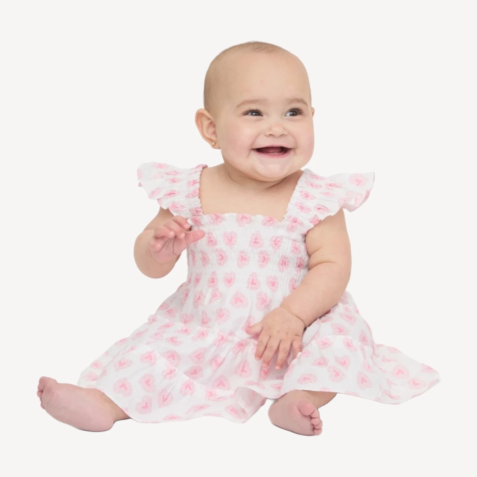 The Baby Ellie Nap Dress - Pink Doily Heart