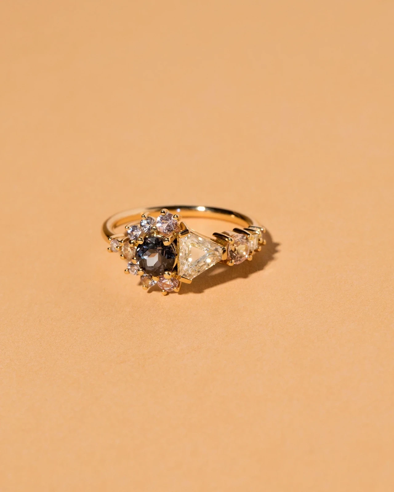 Diamond, Spinel & Sapphire Cluster Ring