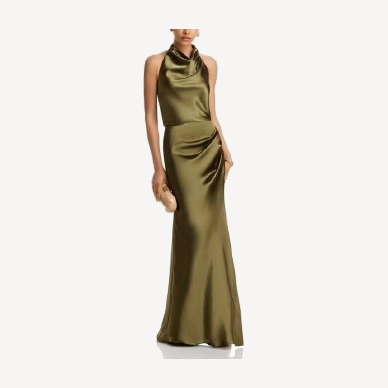 Aqua Draped Halter Gown - Exclusive