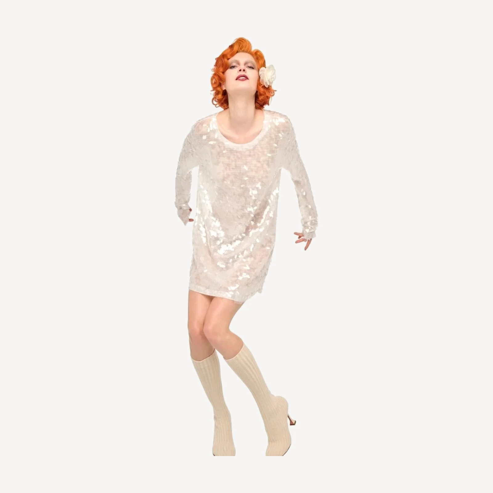 LONG SLEEVE CREWNECK MINI DRESS