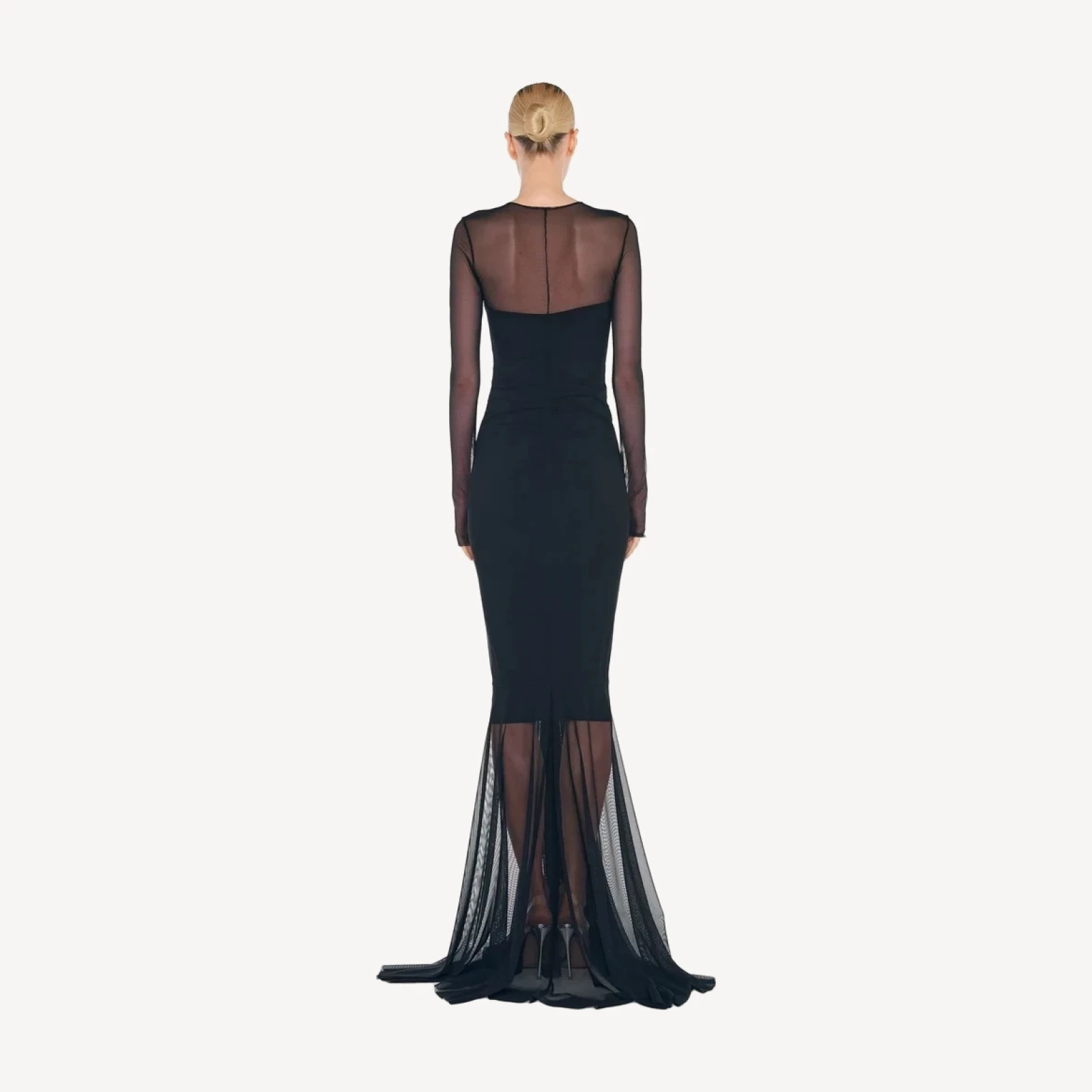 LS SHIRRED FISHTAIL GOWN / DRESS