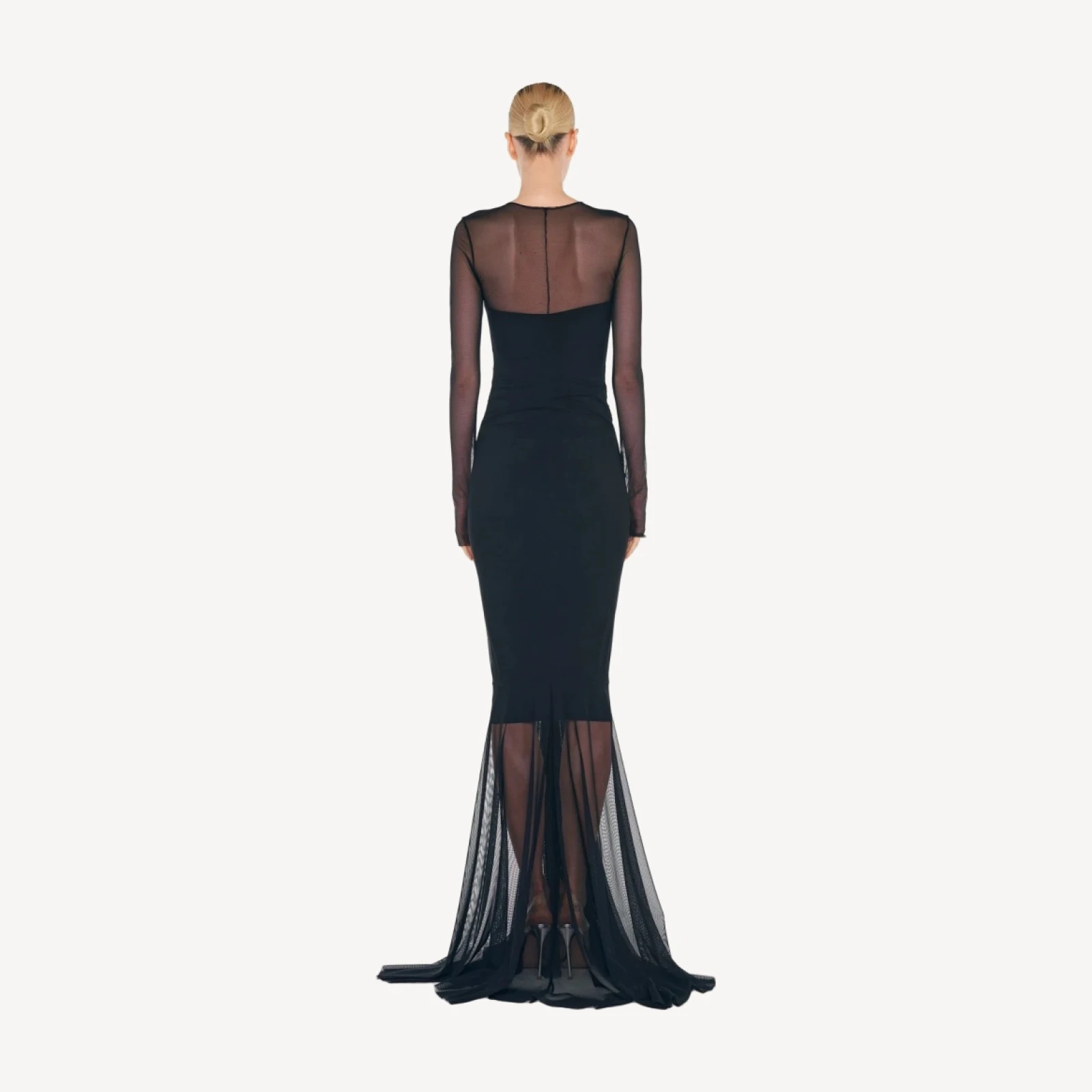 LS SHIRRED FISHTAIL GOWN / DRESS
